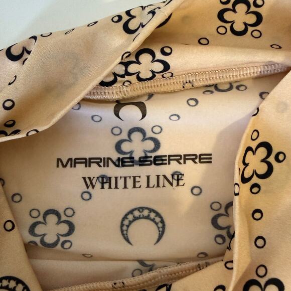 MARINE SERRE Crescent Second Skin Printed Long Sleeve Turtleneck In Tan Size XL - Picture 9 of 11